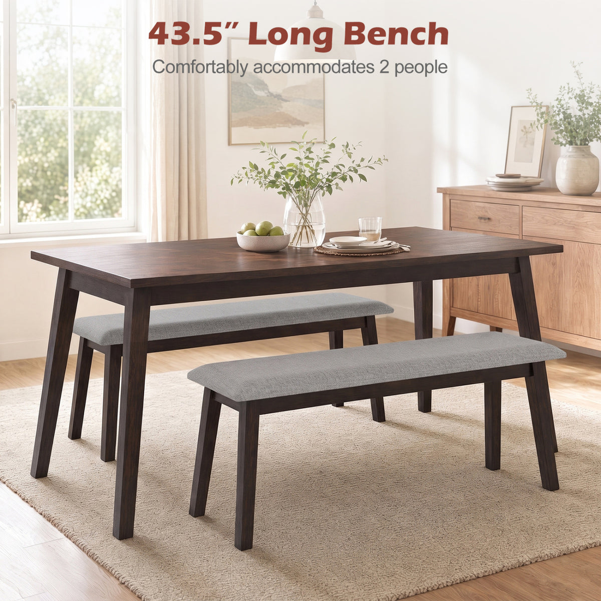 Upholstered Entryway Bench with Rubber Wood Frame