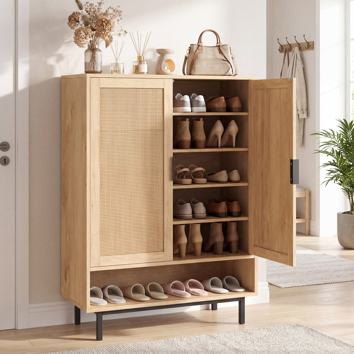 6-Tier Tall Shoe Cabinet with Double Doors