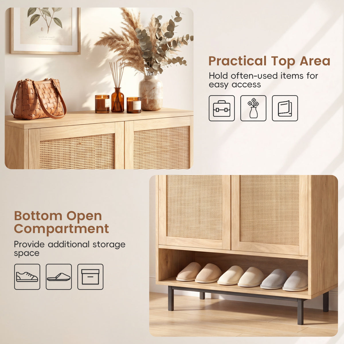 6-Tier Tall Shoe Cabinet with Double Doors