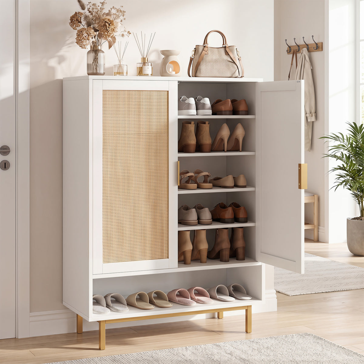 6-Tier Tall Shoe Cabinet with Double Doors
