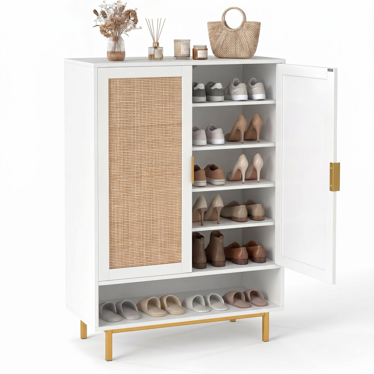 6-Tier Tall Shoe Cabinet with Double Doors