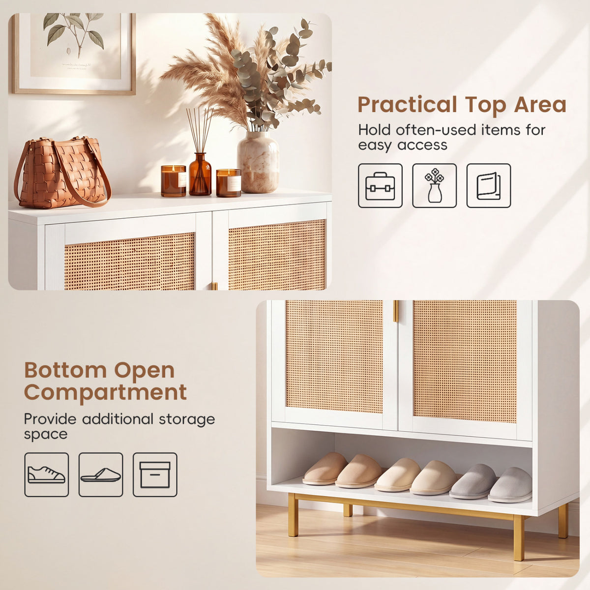 6-Tier Tall Shoe Cabinet with Double Doors