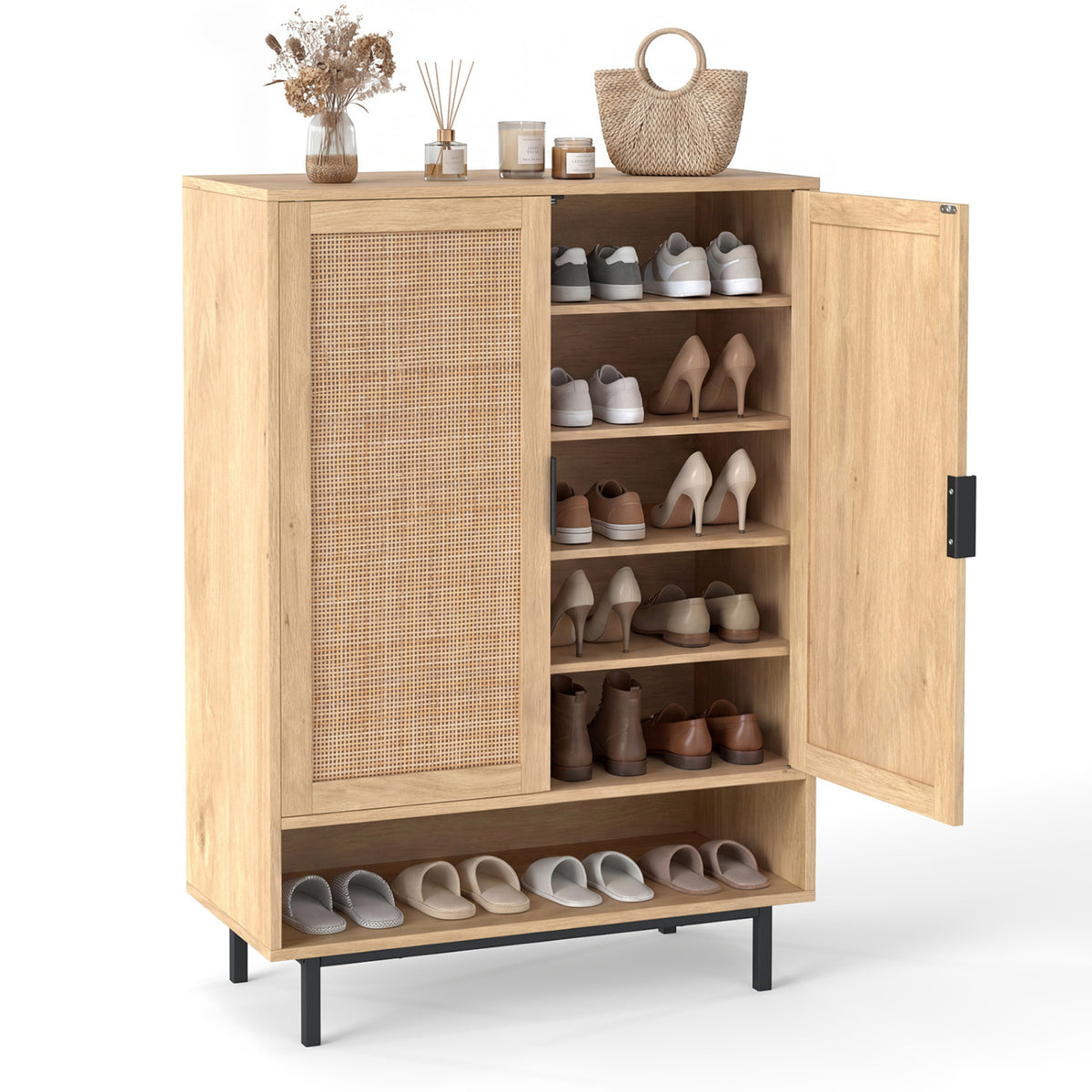 6-Tier Tall Shoe Cabinet with Double Doors