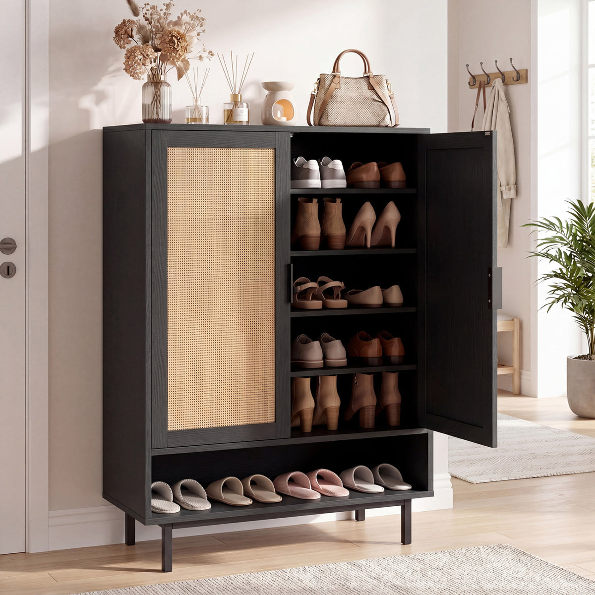 6-Tier Tall Shoe Cabinet with Double Doors