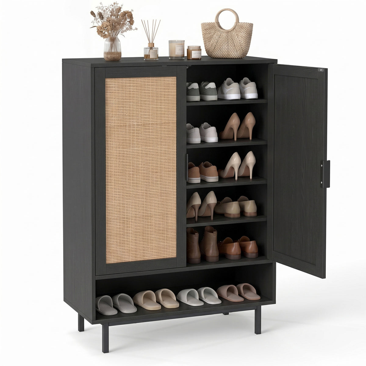 6-Tier Tall Shoe Cabinet with Double Doors