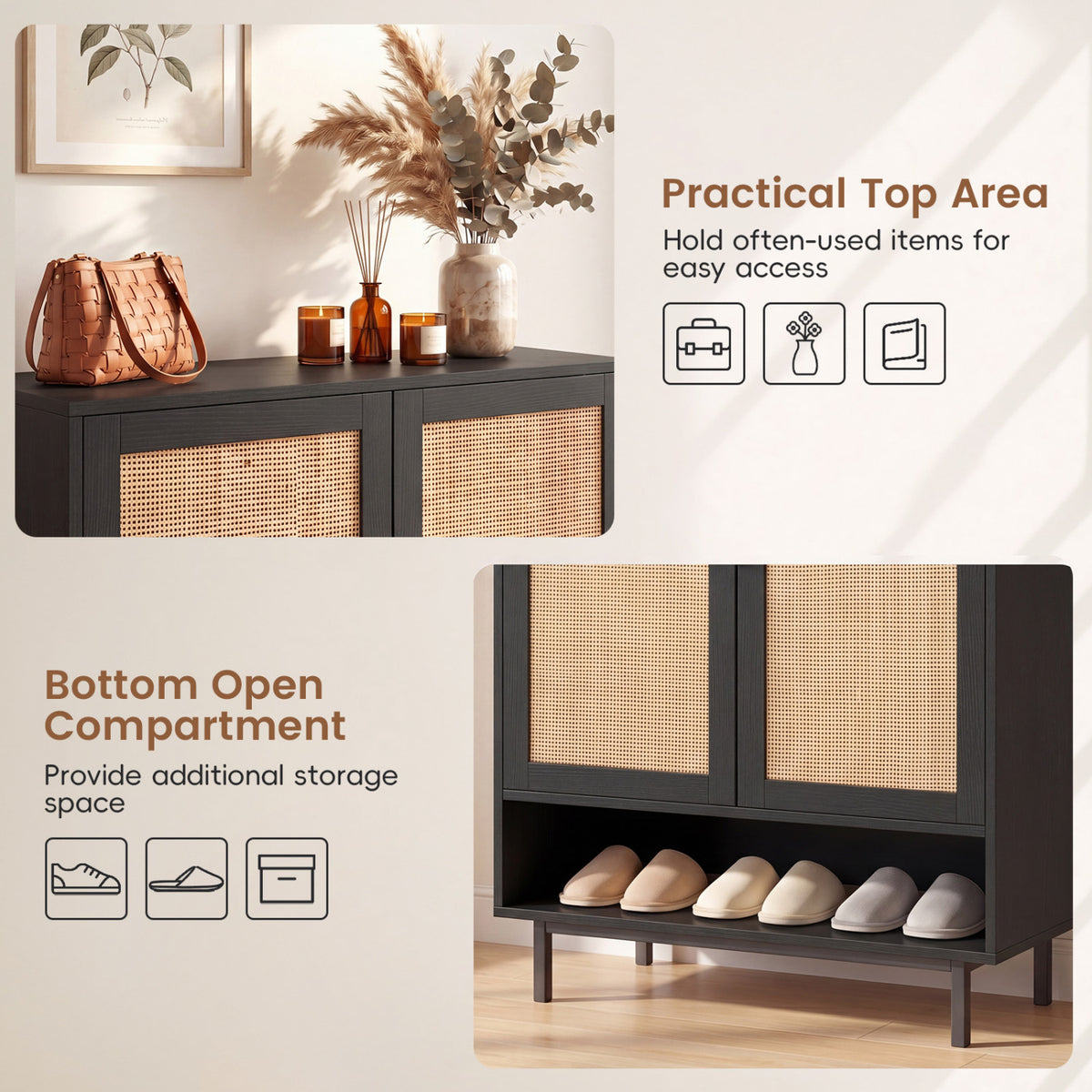 6-Tier Tall Shoe Cabinet with Double Doors