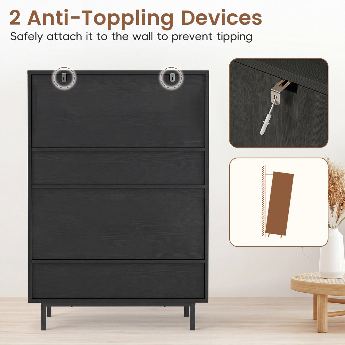 6-Tier Tall Shoe Cabinet with Double Doors