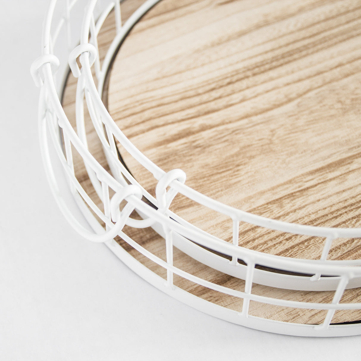 449 - Oval Metal & Wood Tray