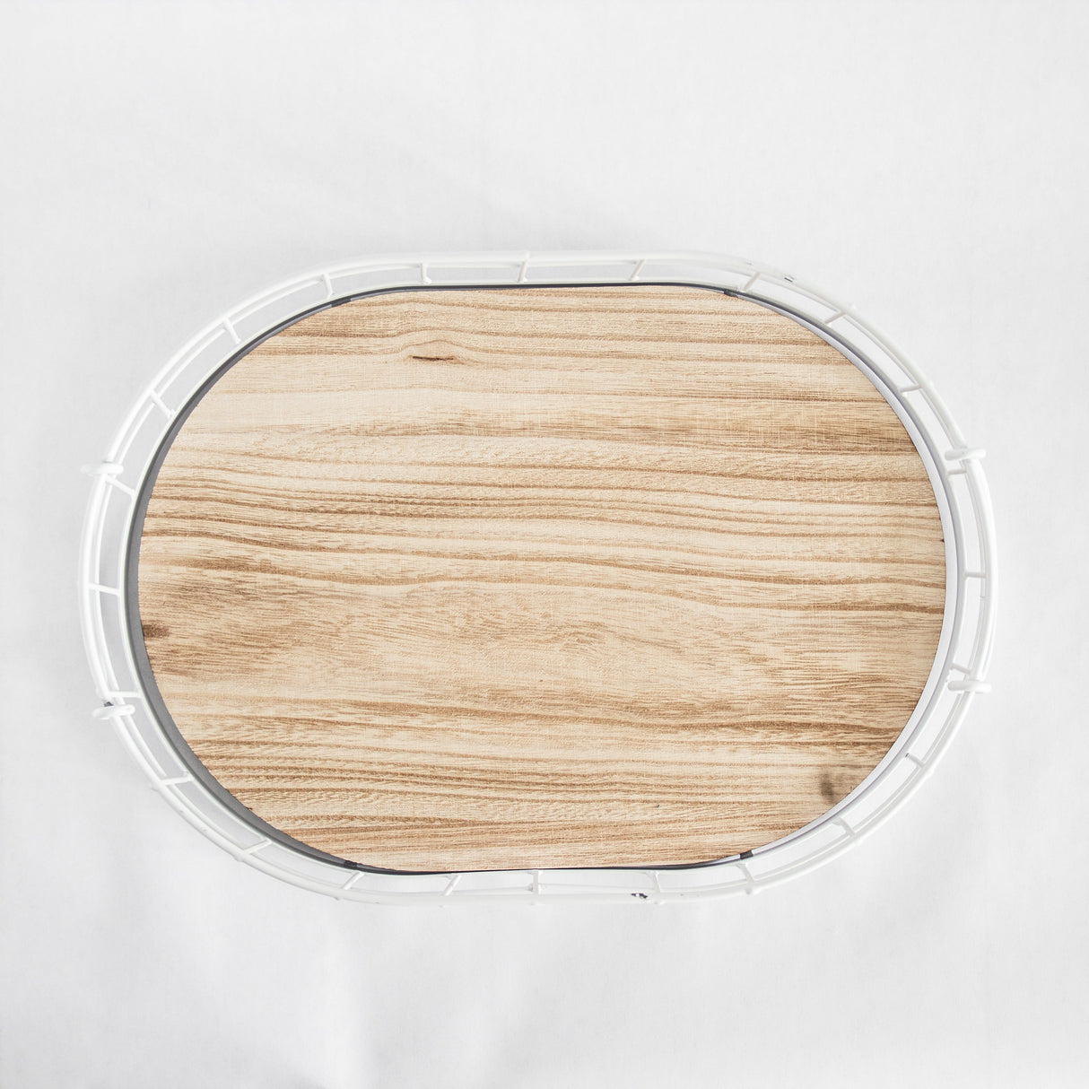 449 - Oval Metal & Wood Tray