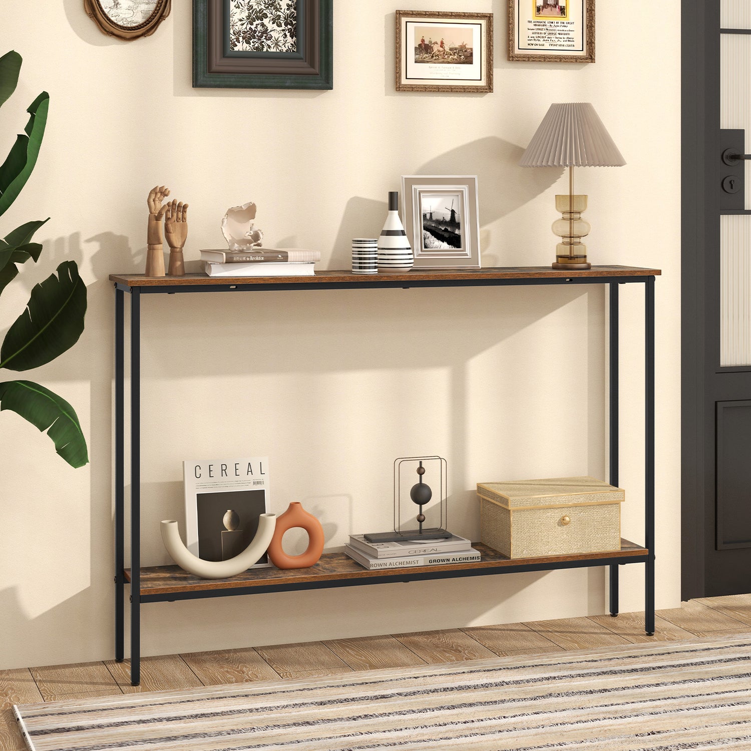 44 Inch Console Table with Shelf with Dual Anti-Tipping Kits