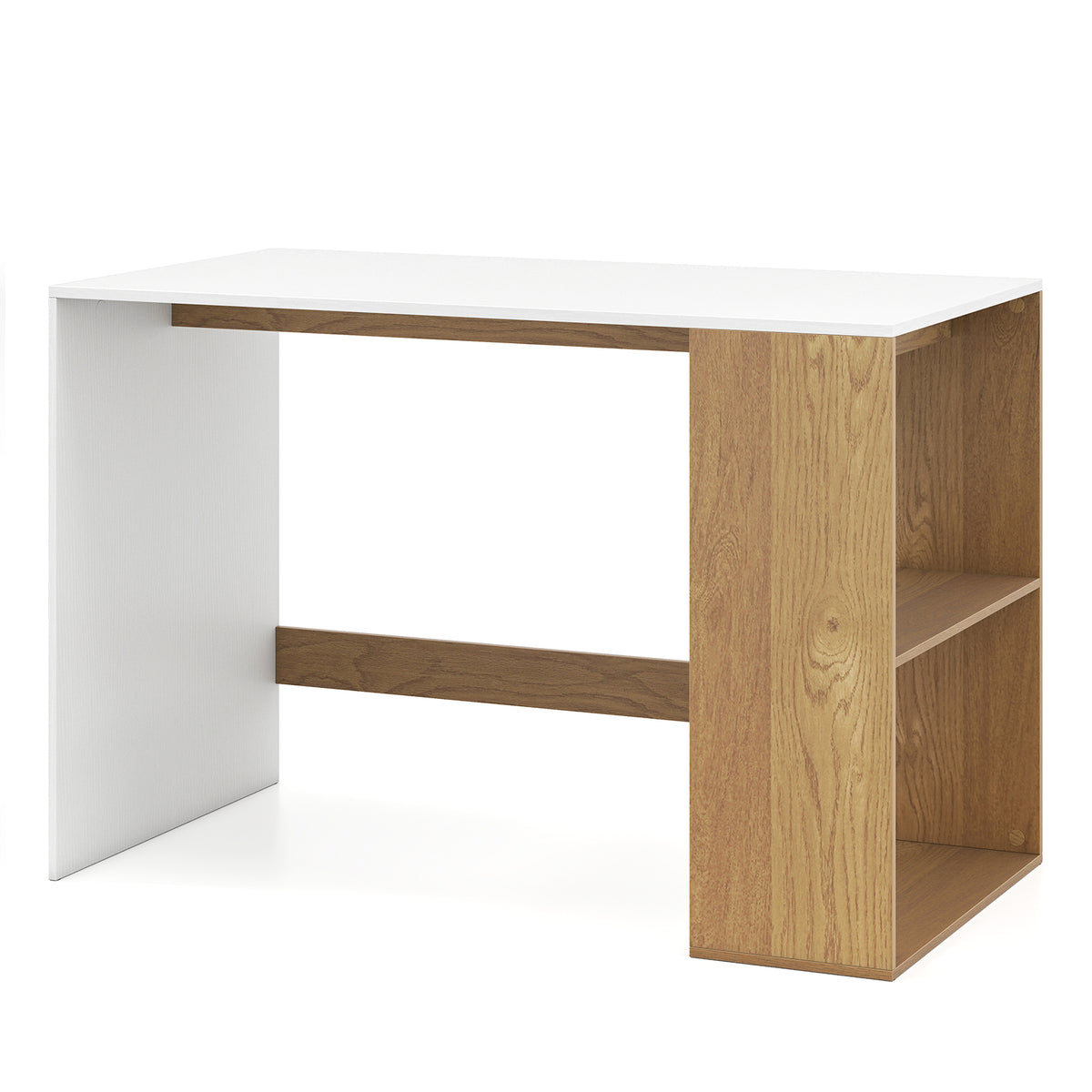 Wooden Computer Desk with Bookshelf for Small Space