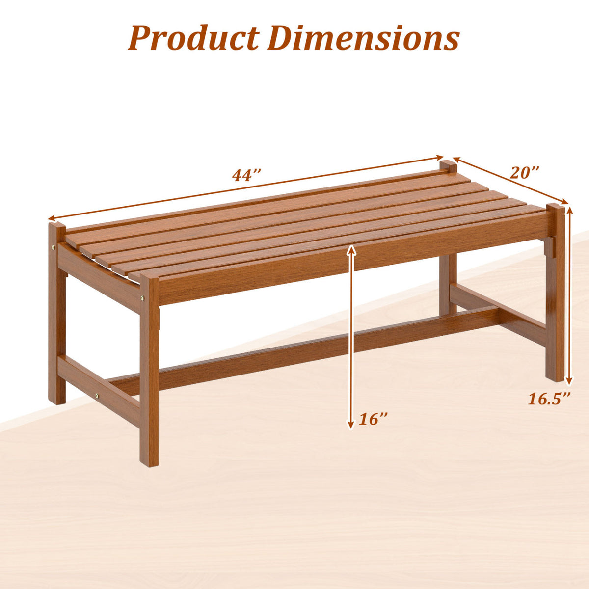 44" Patio Wood Bench Set of 1/2 Outdoor Solid Hardwood Dining Bench with Teak Oil Finish