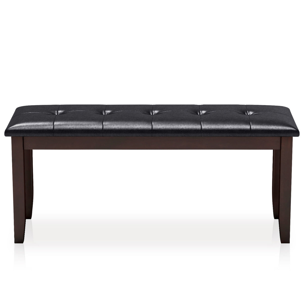 45.5" PU Leather Upholstered Bench with Soft Padded Seat and Strong Rubber Wood Legs-Brown