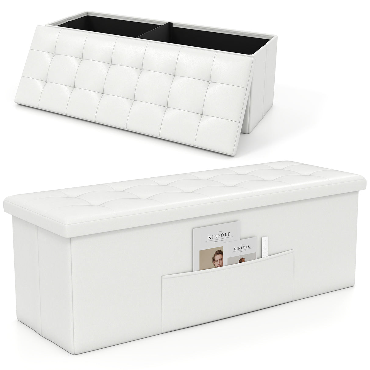 45 Inches Large Folding Ottoman Storage Seat