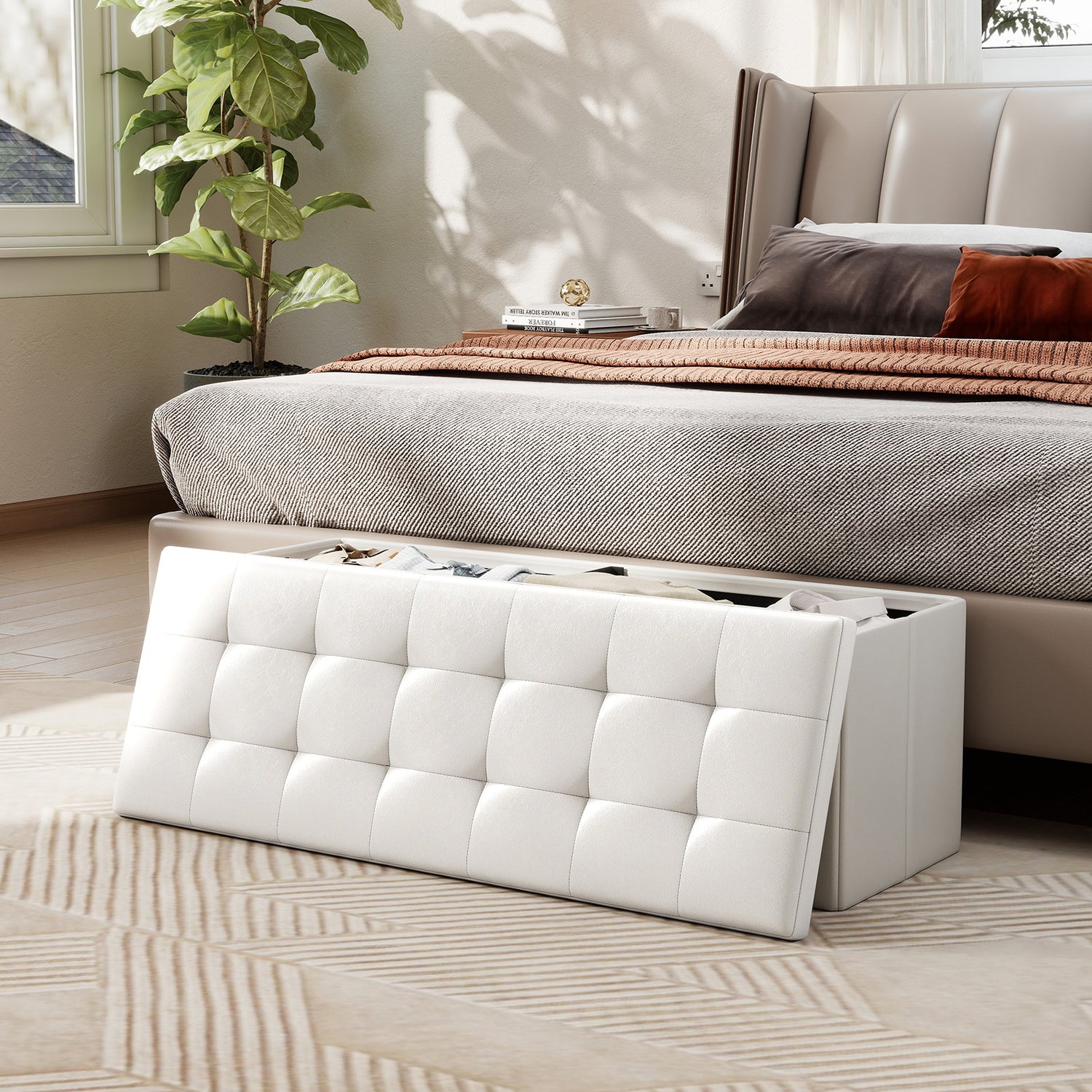 45 Inches Large Folding Ottoman Storage Seat