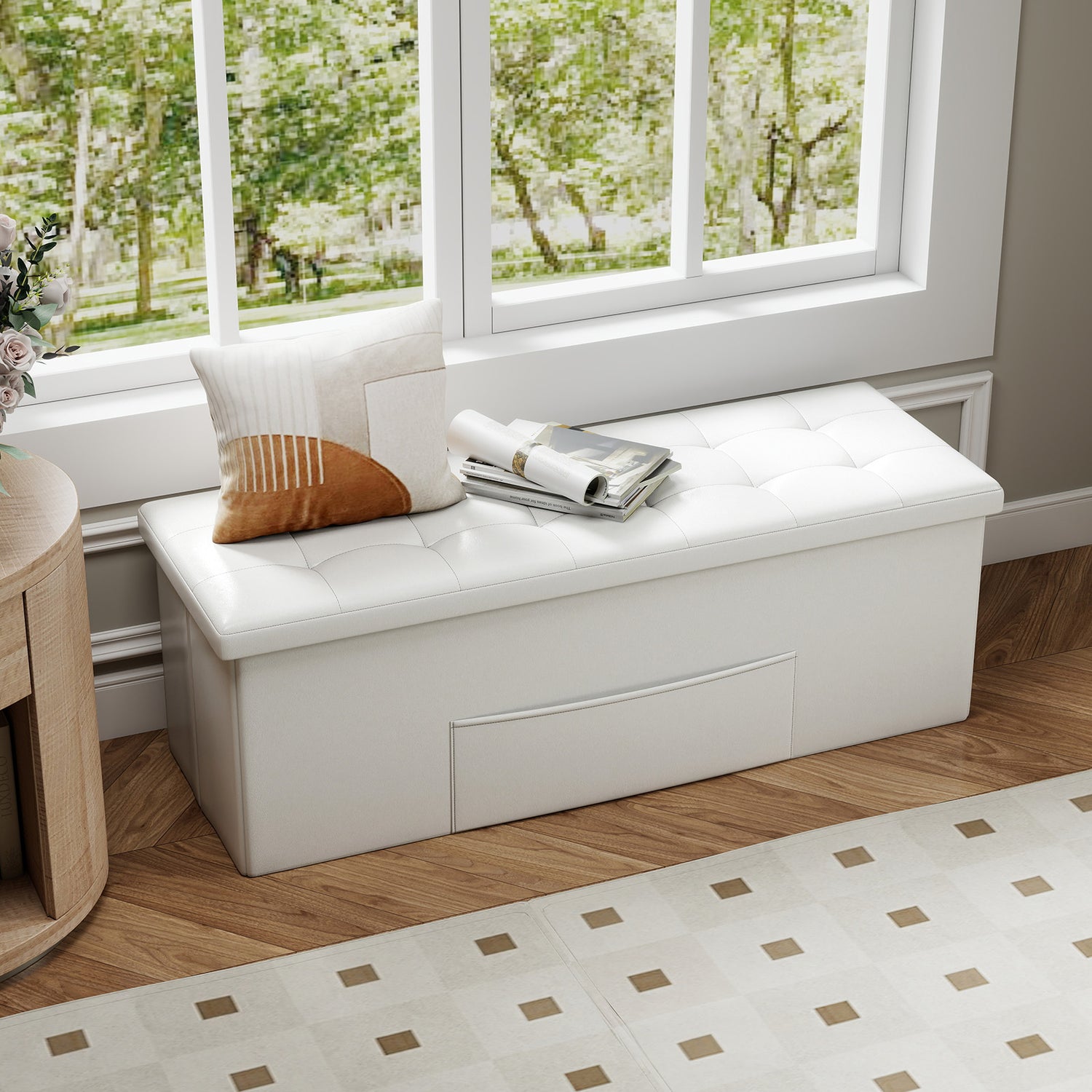 45 Inches Large Folding Ottoman Storage Seat