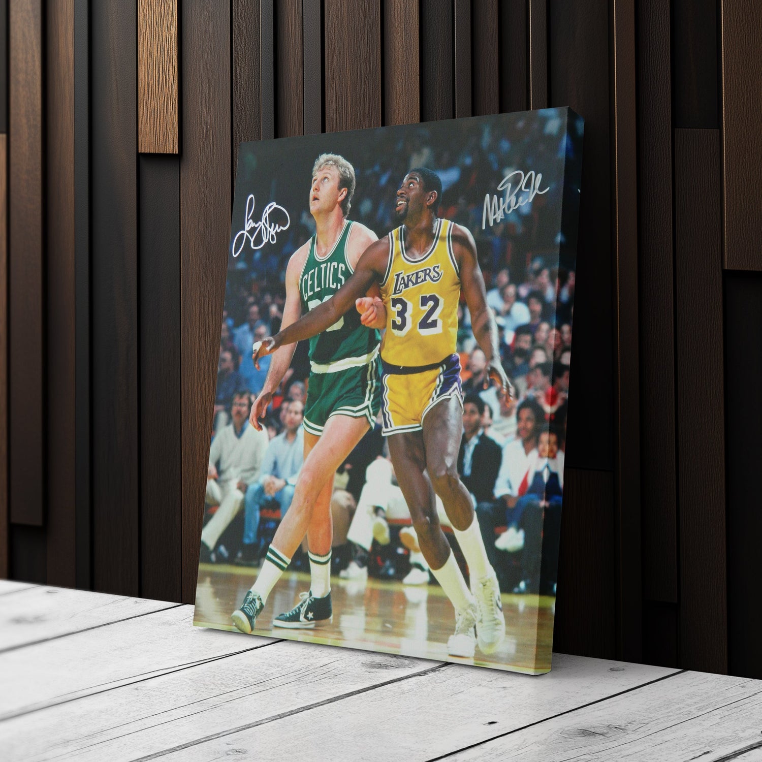 Larry Bird & Magic Johnson Canvas – Lakers vs Celtics Wall Art Print