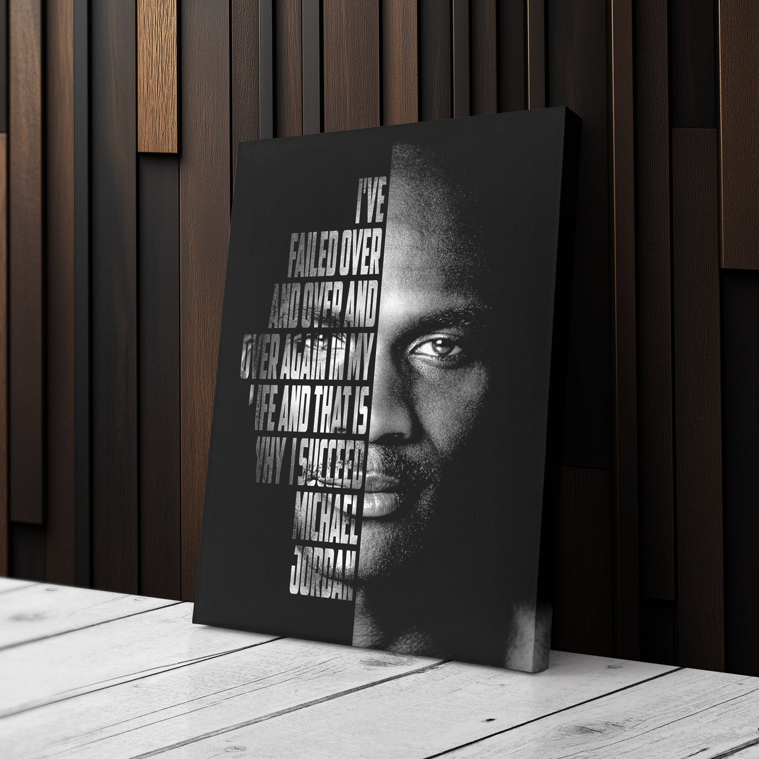 Michael Jordan Face Canvas Art - Motivational NBA Poster Wall Decor