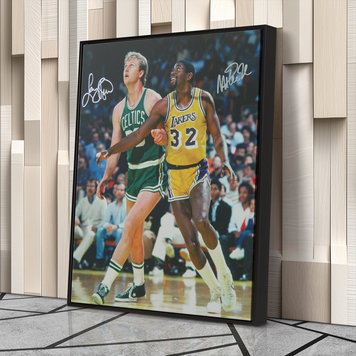 Larry Bird & Magic Johnson Canvas – Lakers vs Celtics Wall Art Print