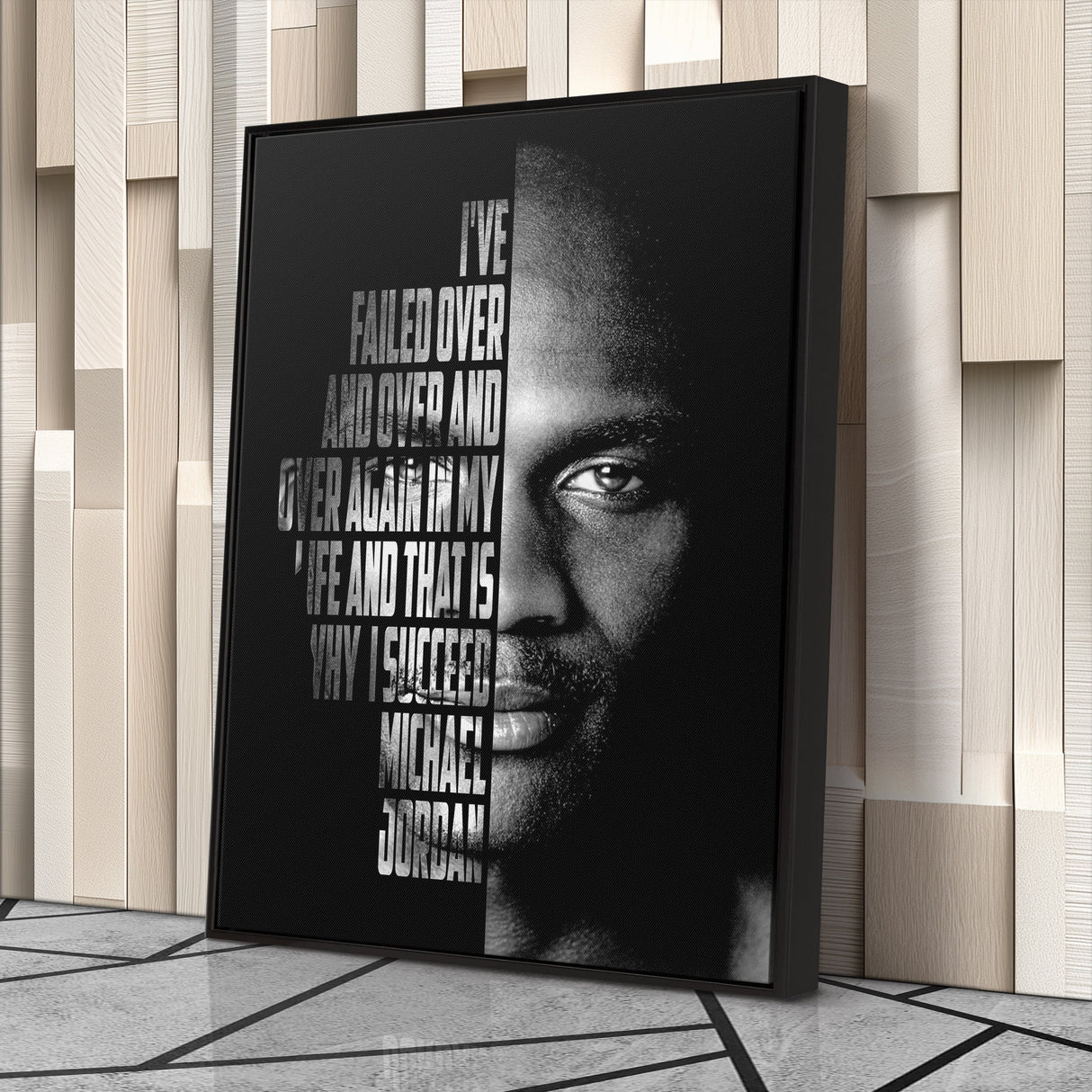 Michael Jordan Face Canvas Art - Motivational NBA Poster Wall Decor