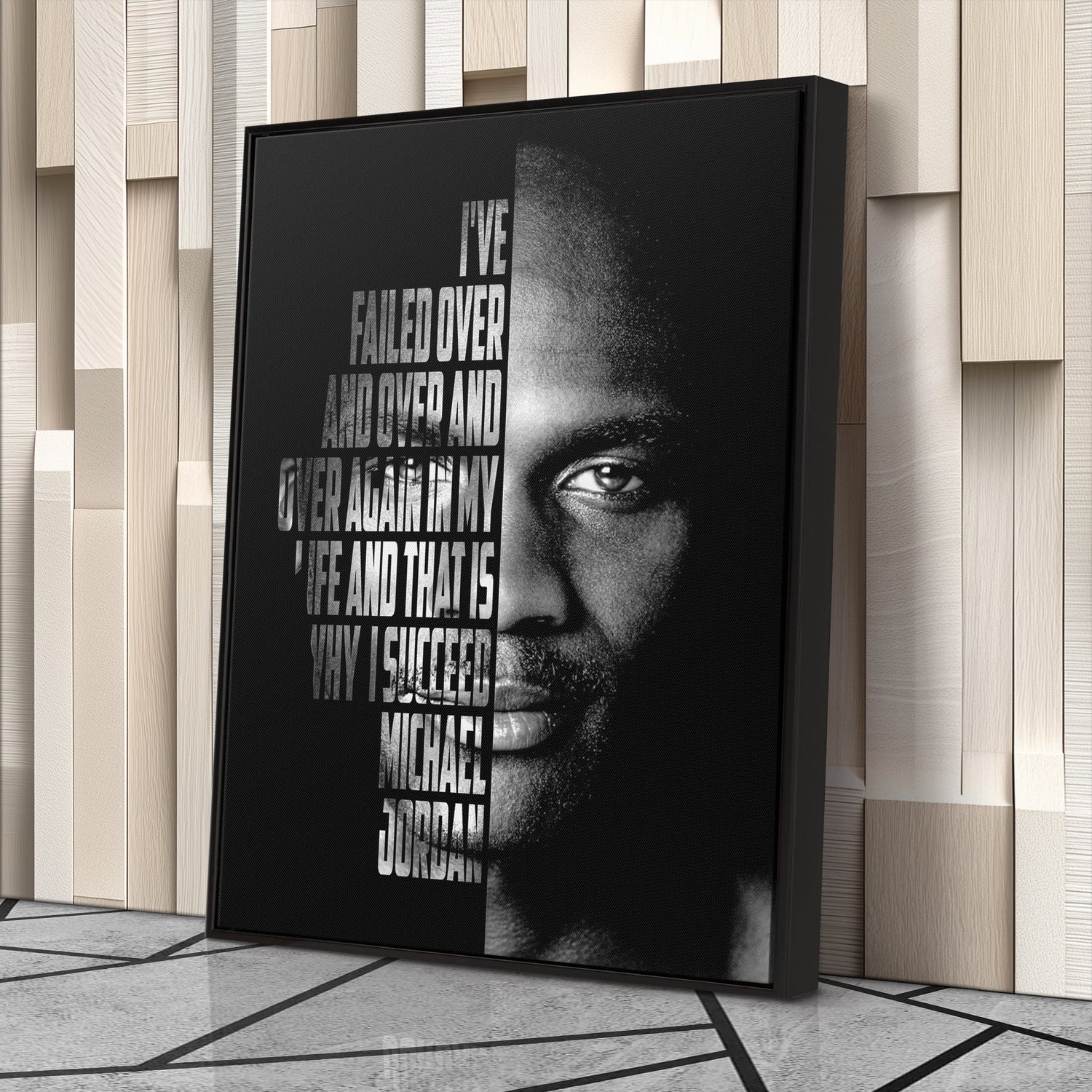 Michael Jordan Face Canvas Art - Motivational NBA Poster Wall Decor
