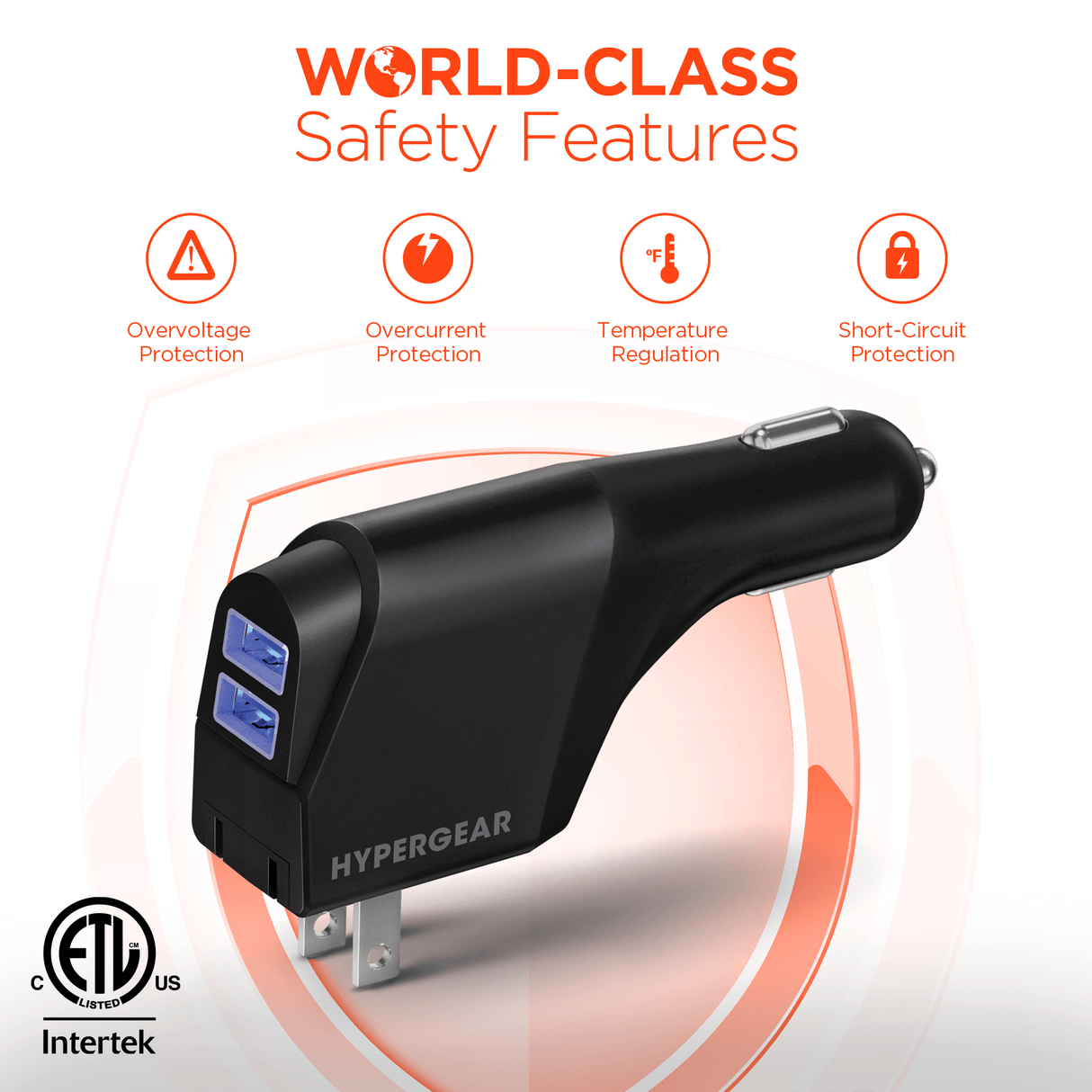 HyperGear Hybrid 2.1A Dual USB Car/Wall Charger