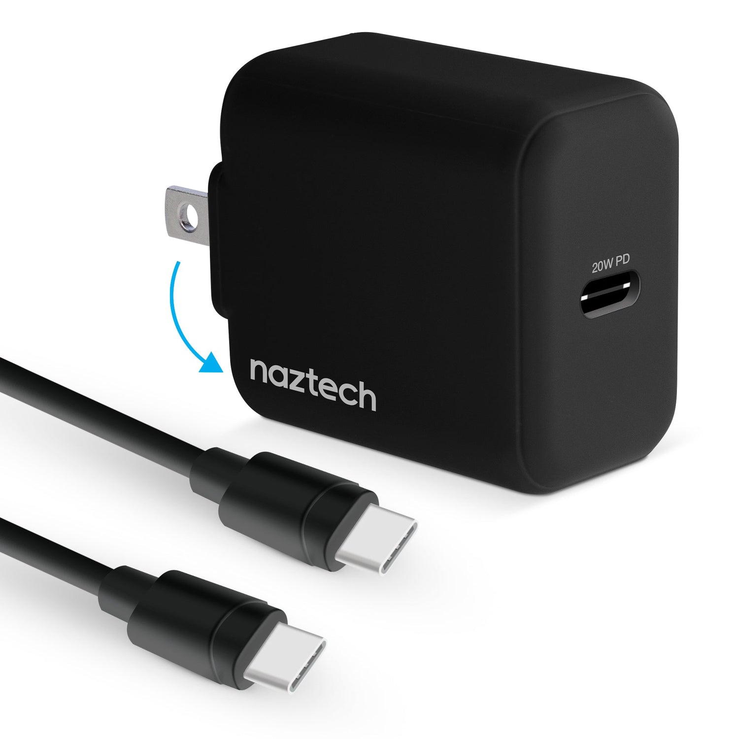 Naztech 20W PD Wall Charger + USB-C to USB-C 4ft Cable