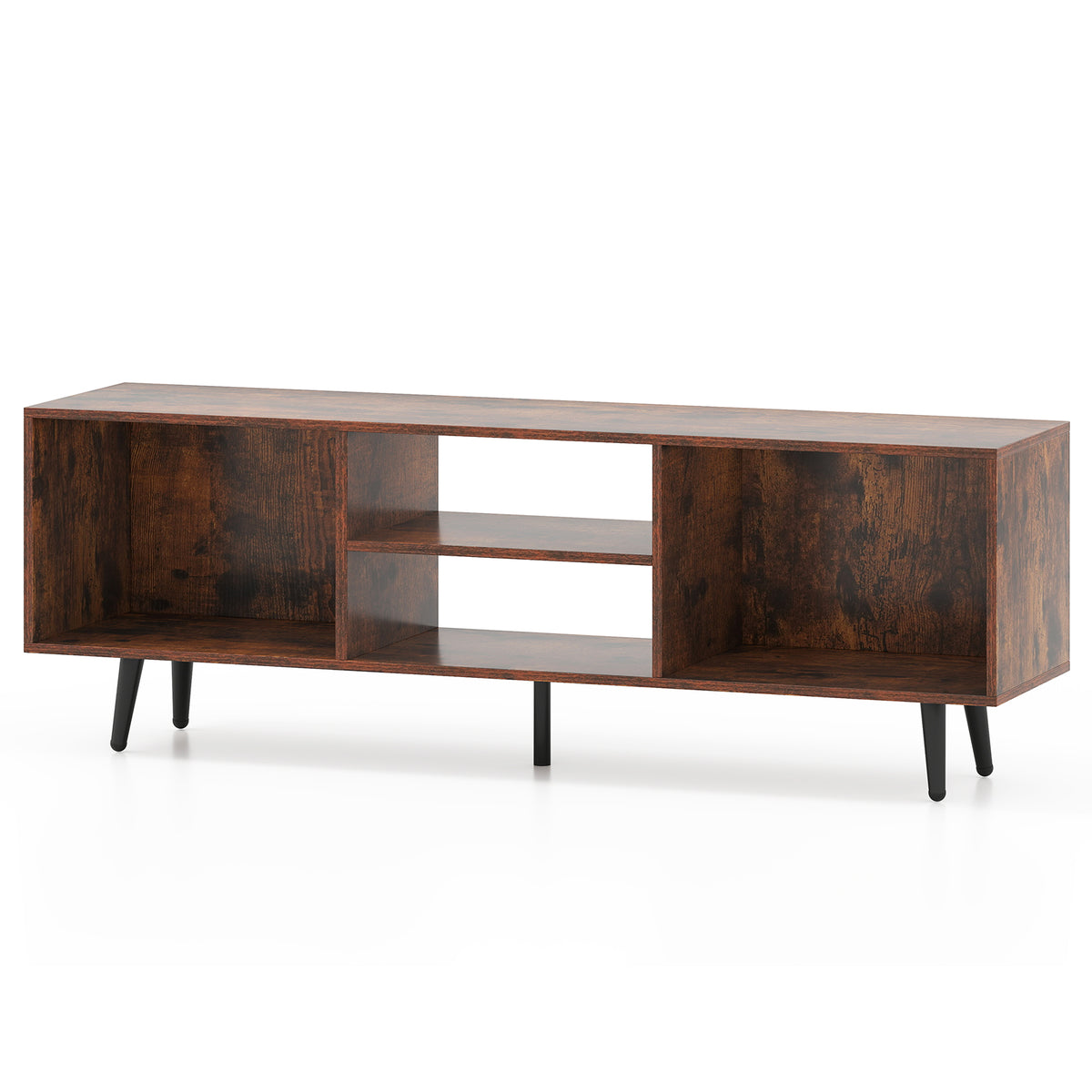 TV Stand for 55-Inch TV with Compartments and Metal Legs