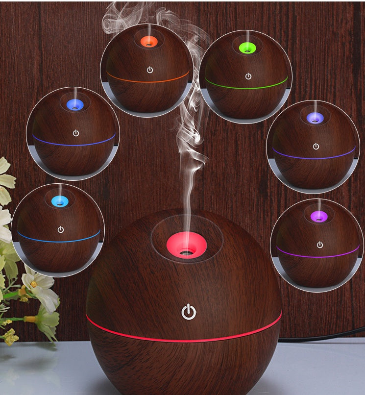 USB Ultrasonic Aroma Diffuser & Humidifier with 7-Color LED Light