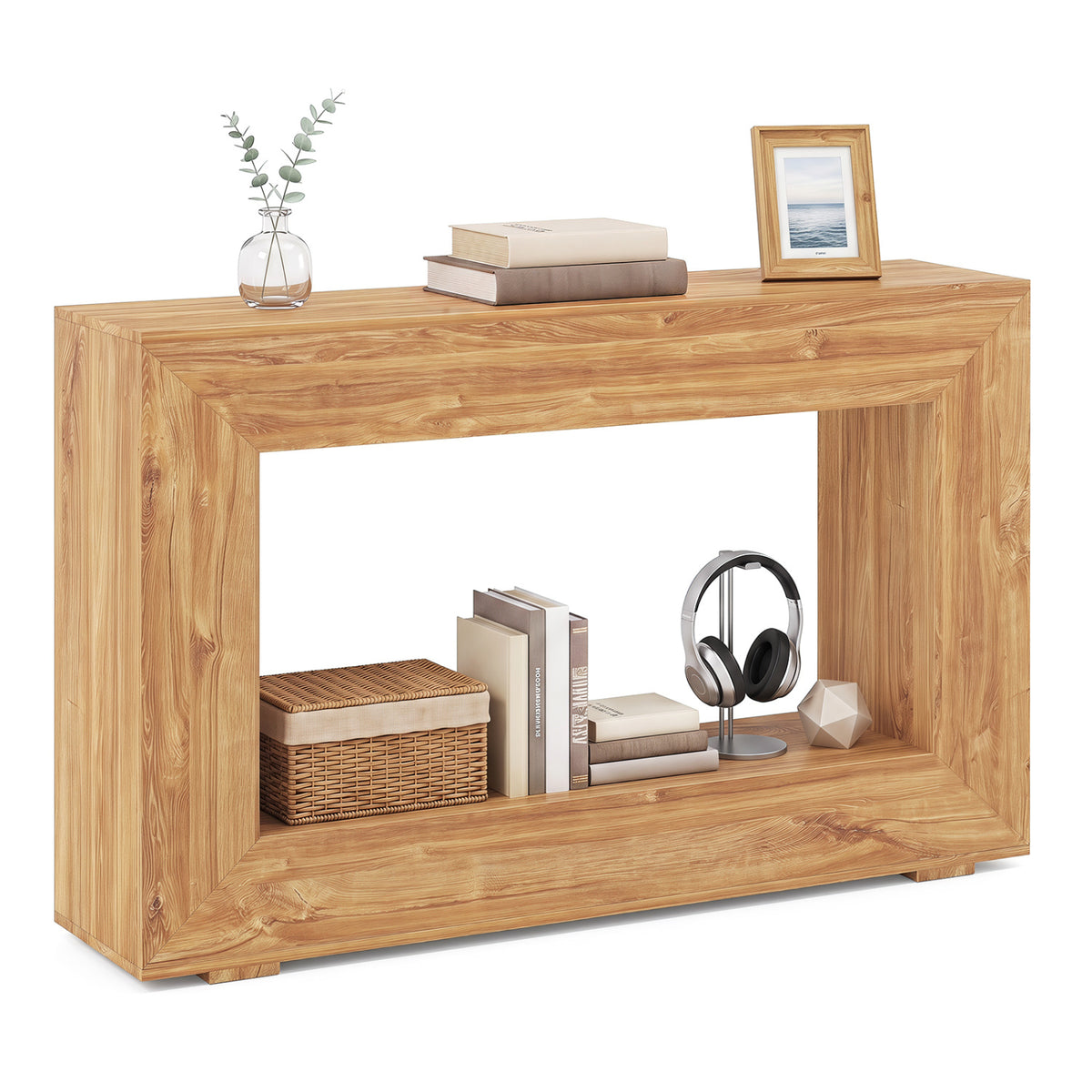 47" 2-Tier Farmhouse Console Table with Open Storage Shelf for Living Room