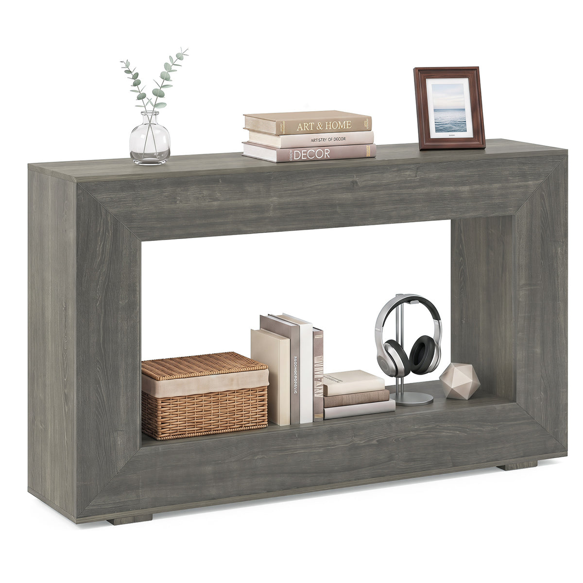 47" 2-Tier Farmhouse Console Table with Open Storage Shelf for Living Room