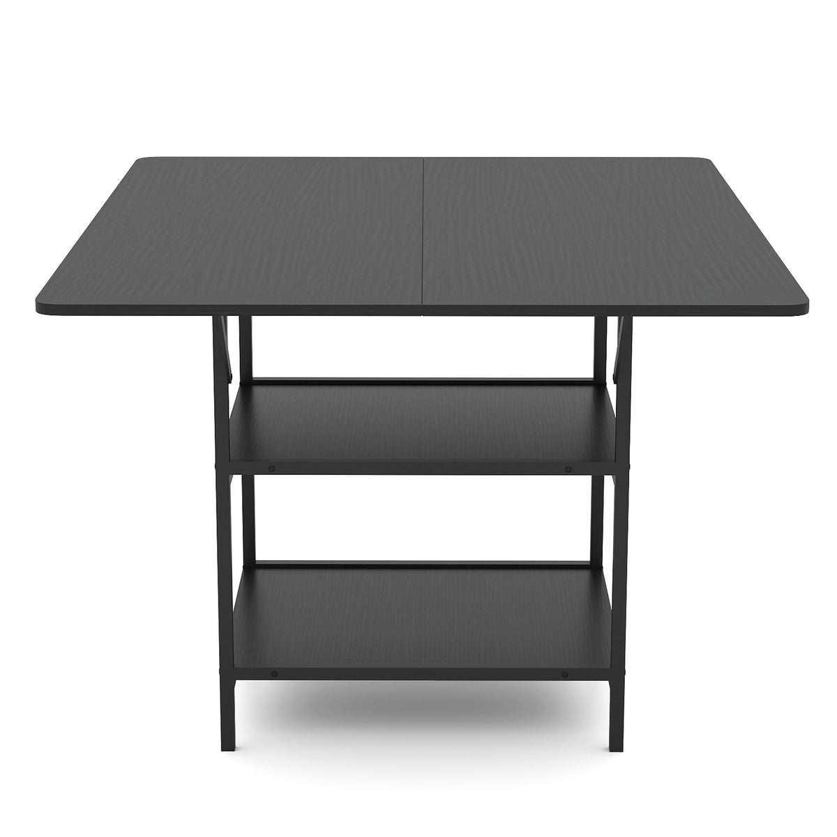 Rectangular Dining Table with 2 Open Storage Shelves and Sturdy Metal Legs for 4-6-Rustic Brown costway2
