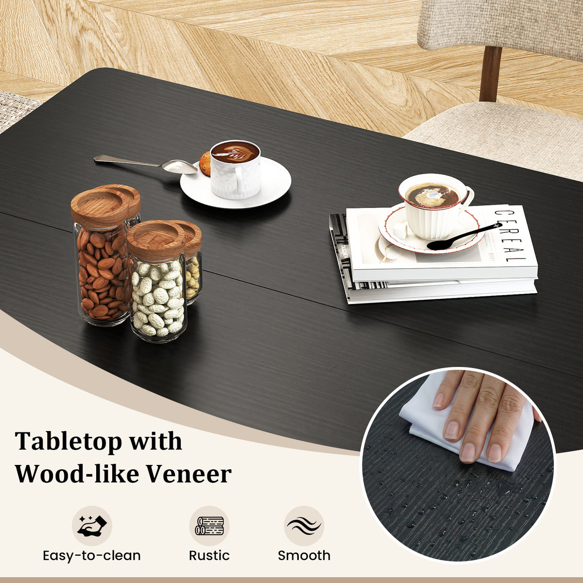 Rectangular Dining Table with 2 Open Storage Shelves and Sturdy Metal Legs for 4-6-Rustic Brown costway2