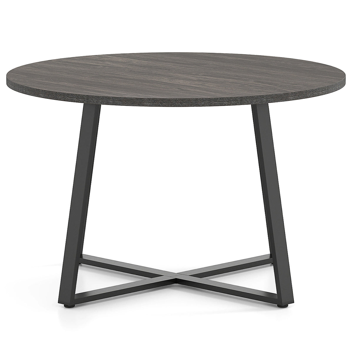 Round Dining Table with Stable X-shaped Base and Round Thickened Tabletop