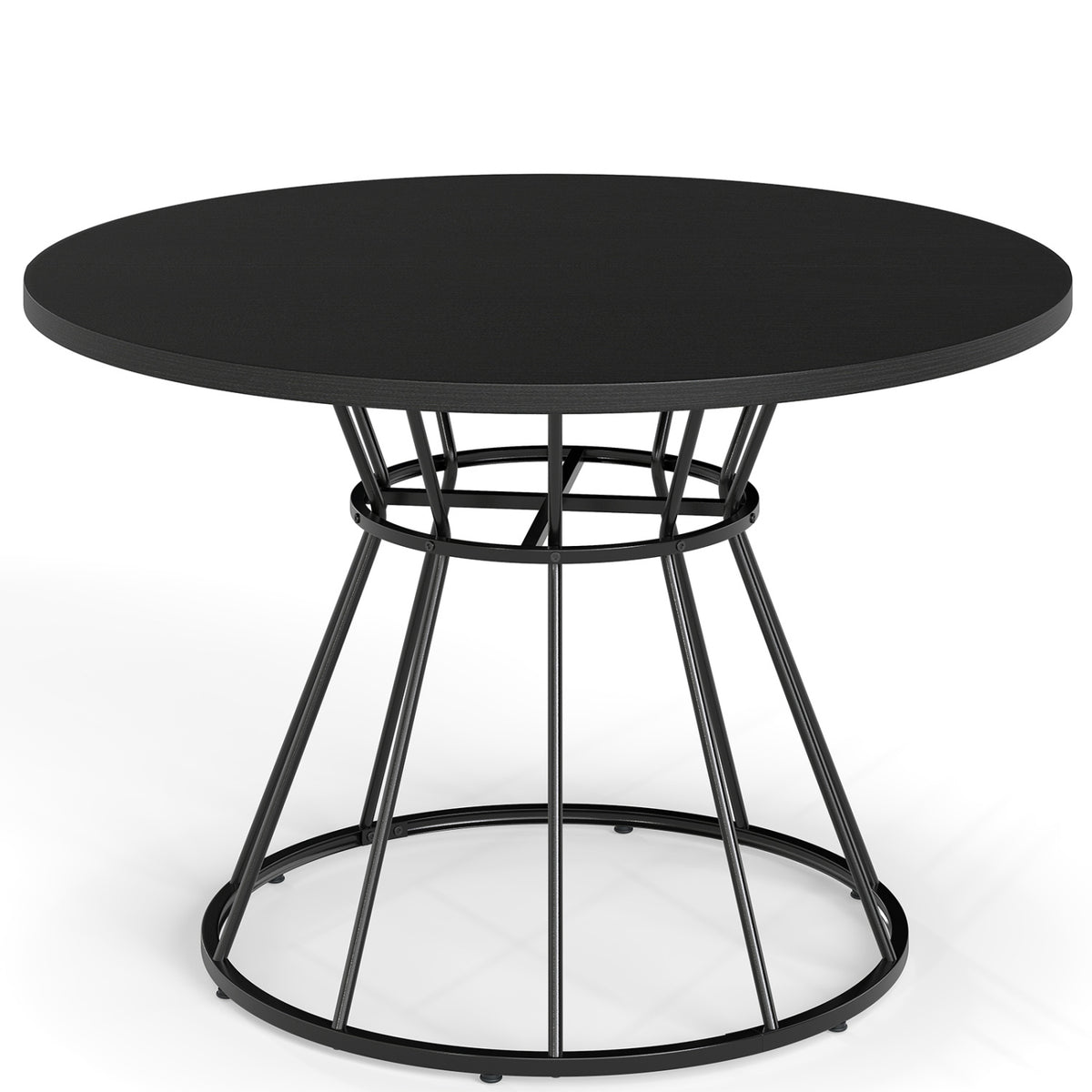 Round Dining Table for 4 Farmhouse Kitchen Table with Wooden Tabletop