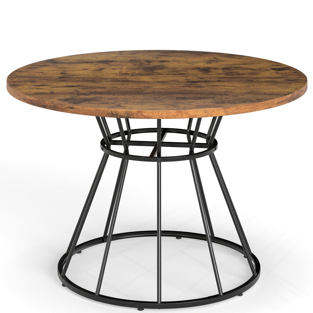 Round Dining Table for 4 Farmhouse Kitchen Table with Wooden Tabletop