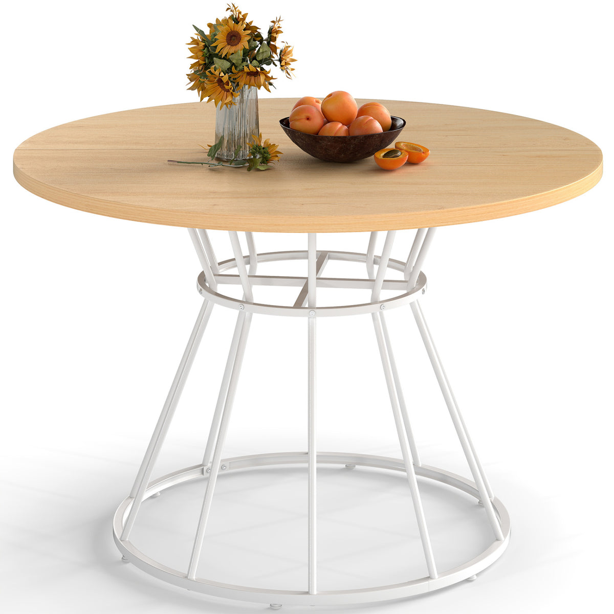 Round Dining Table for 4 Farmhouse Kitchen Table with Wooden Tabletop
