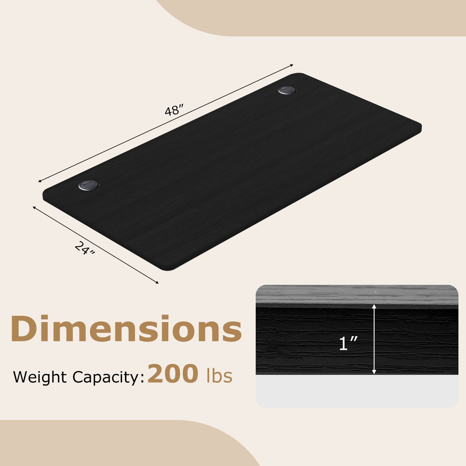 47" x 24" Universal Tabletop for Standard and Standing Desk Frame