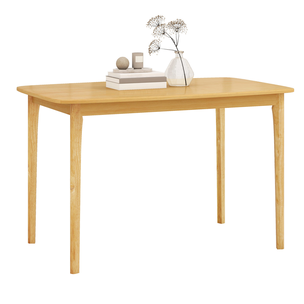 48 Inch Solid Wood Dining Table with Rubber Wood Supporting Legs for Kitchen Dining Room-Natural