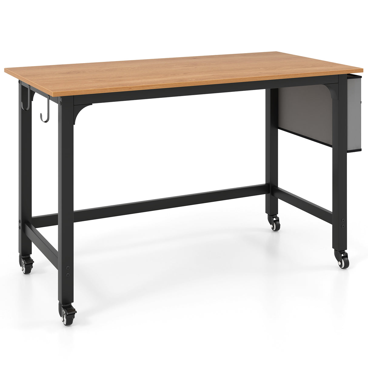 48 Inch Rolling Computer Desk with Heavy-duty Metal Frame for Home and Office