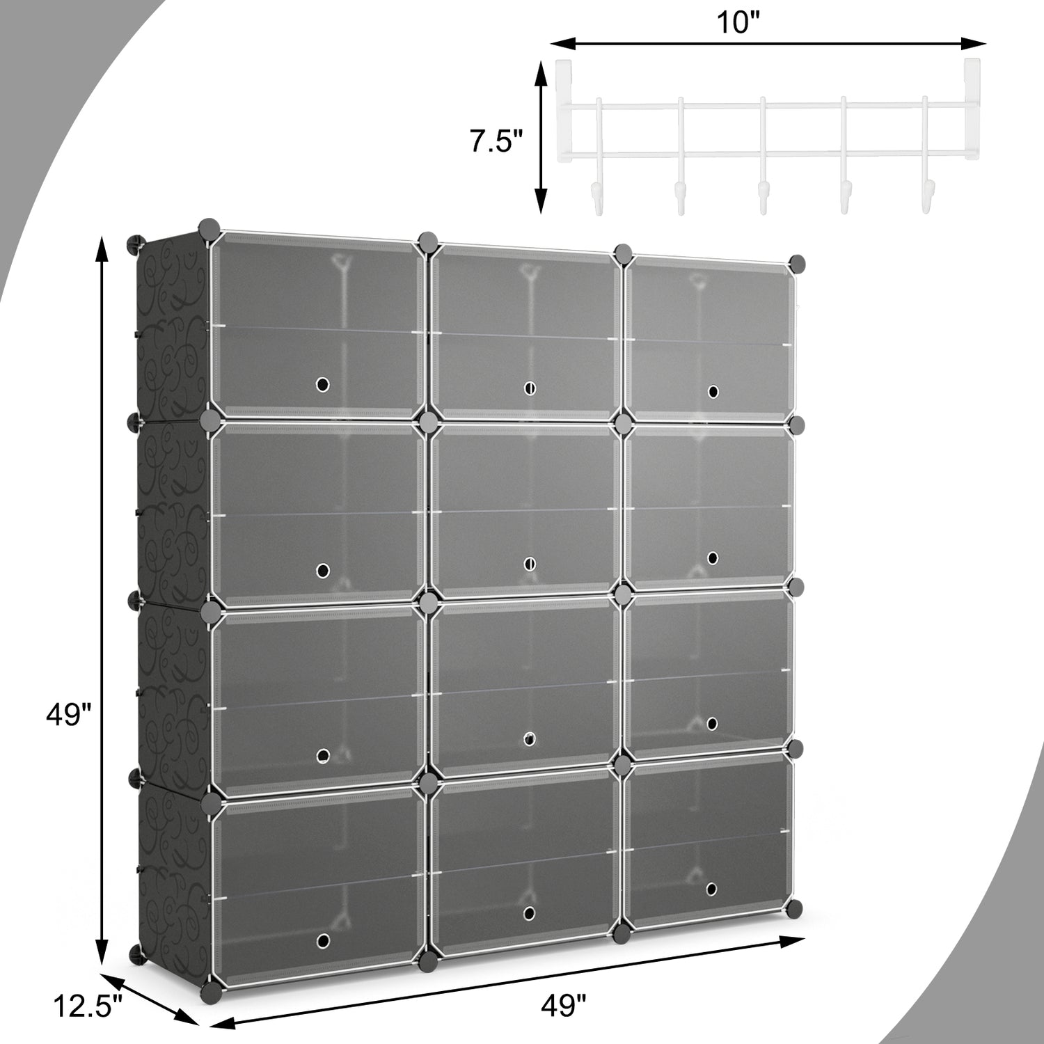 12-Cube 48 Pairs Portable Shoe Shelves with Hook