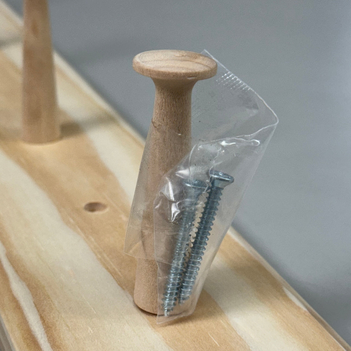 MAINSTAYS (2 PACK) Wall Mounted Hook Rack 5 Pegs 27" Unfinished Wood Finish