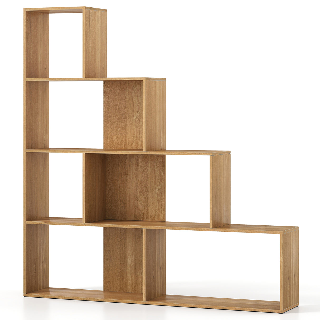 4-Tier Bookshelf Stair Bookcase with 6 Cubes Display Rack