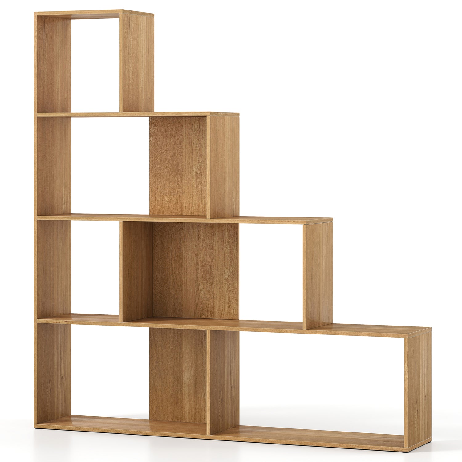 4-Tier Bookshelf Stair Bookcase with 6 Cubes Display Rack
