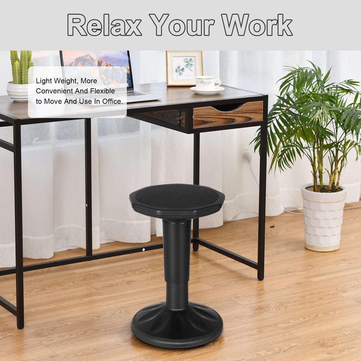Adjustable Active Learning Stool Sitting Home Office Wobble Chair with Cushion Seat