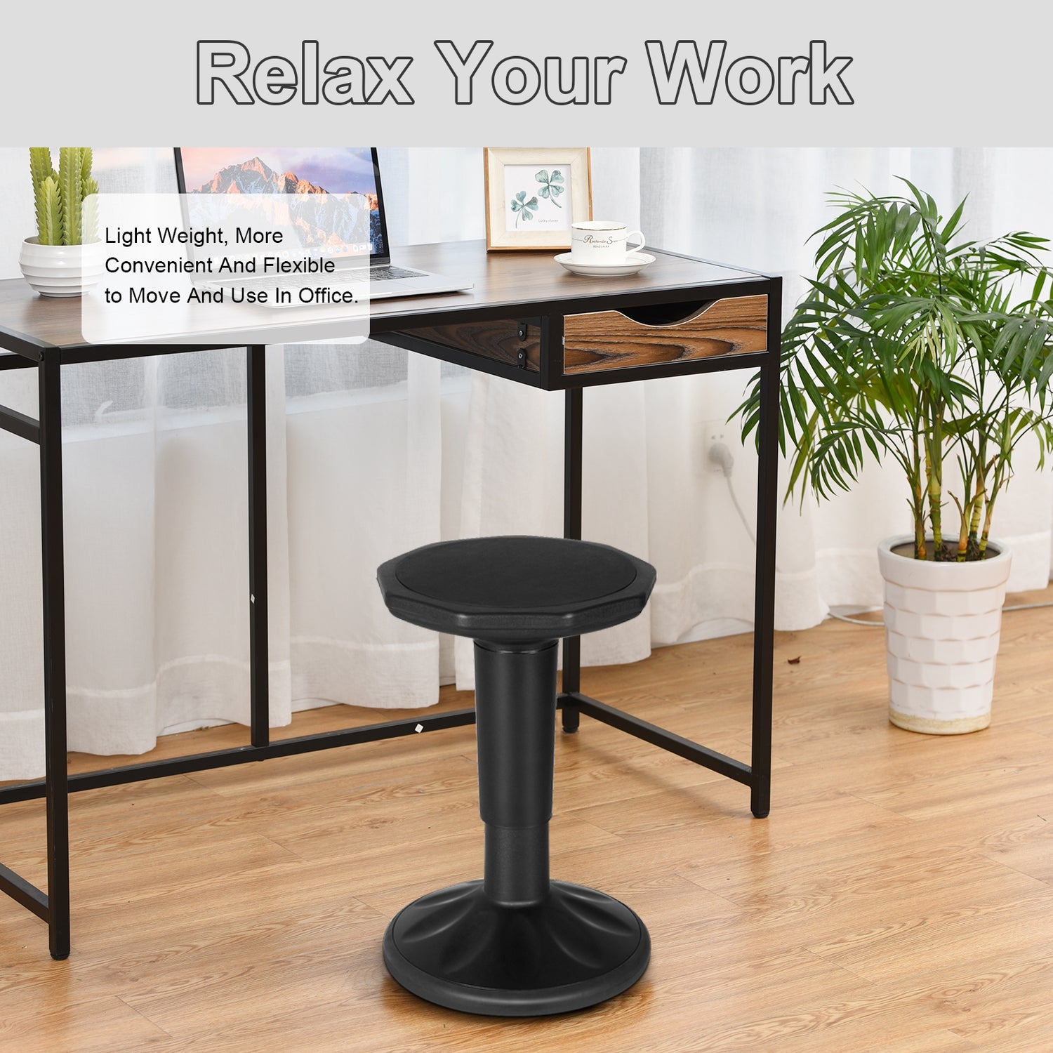 Adjustable Active Learning Stool Sitting Home Office Wobble Chair with Cushion Seat