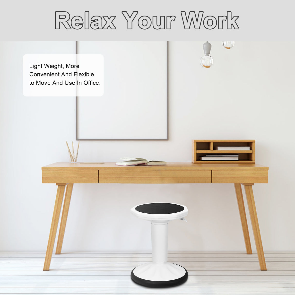 Adjustable Active Learning Stool Sitting Home Office Wobble Chair with Cushion Seat