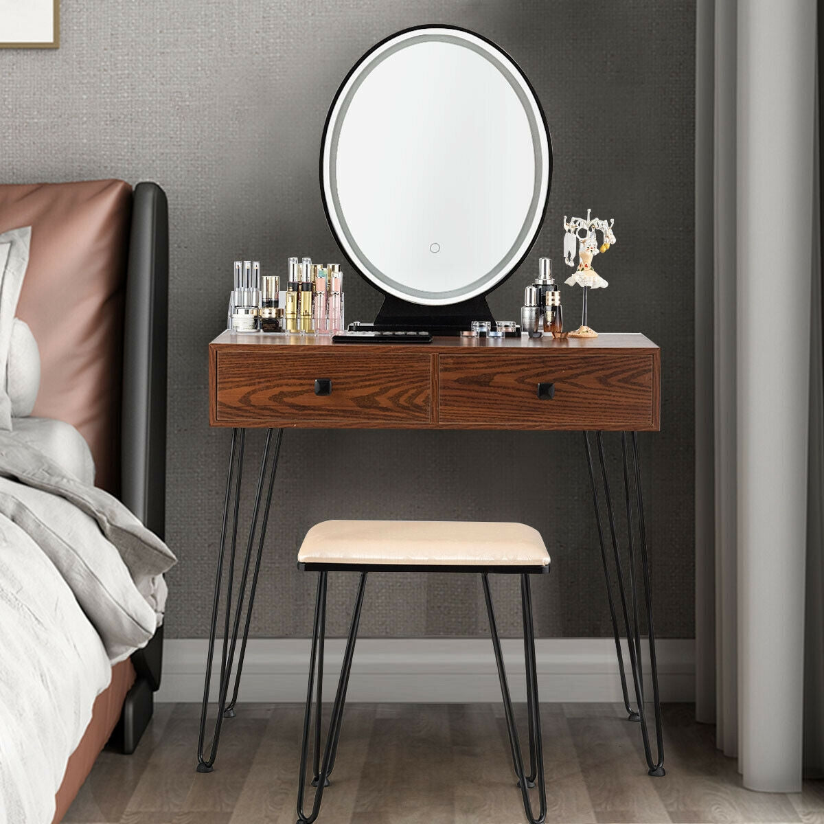 Industrial Makeup Dressing Table with 3 Lighting Modes