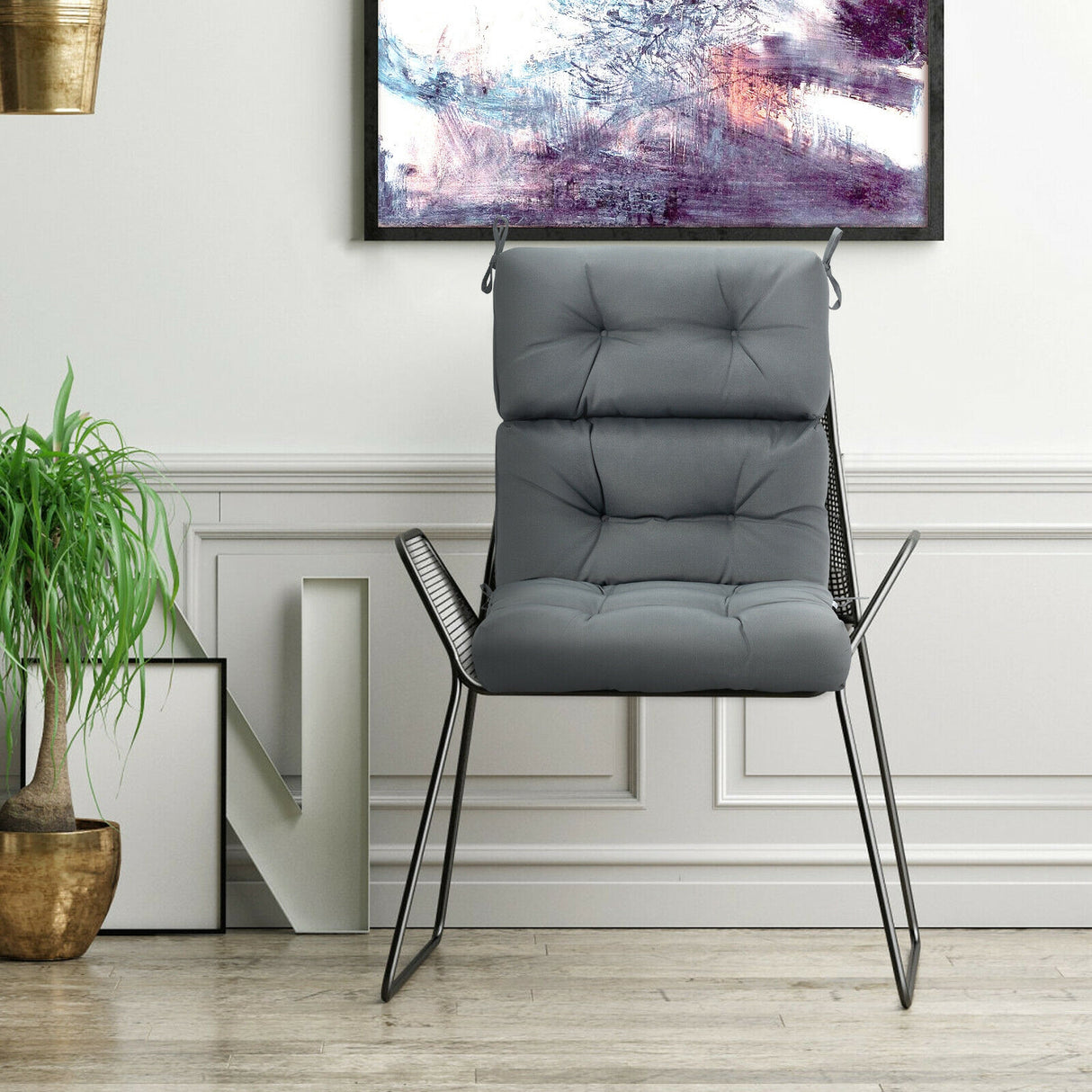 22 x 44 Inch Tufted Outdoor Patio Chair Seating Pad