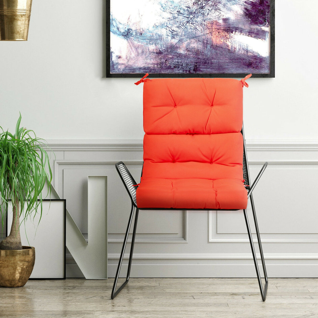 22 x 44 Inch Tufted Outdoor Patio Chair Seating Pad